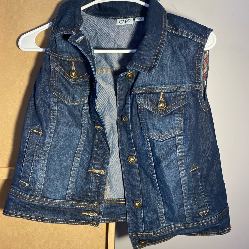 women’s cato tank top jean jacket, size medium